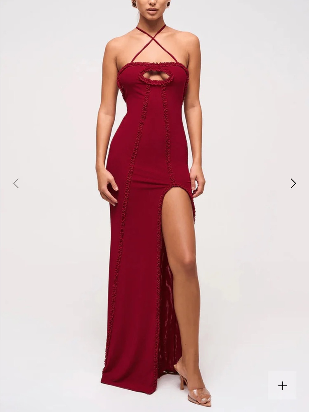 Murci Red Strappy Maxi Dress with Front Slit - Picture 3 of 8